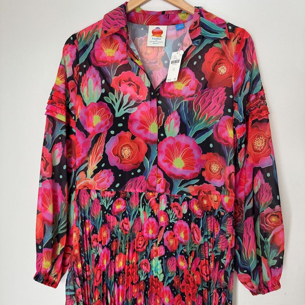 NWT Farm Rio x Anthropologie Pleated Drop-Waist Maxi Dress - Size S - Picture 12 of 12